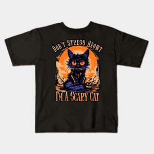 Funny Cat Halloween Costume, Halloween Men, Women, Don't Stress Meowt I'm a Scary Cat Kids T-Shirt
